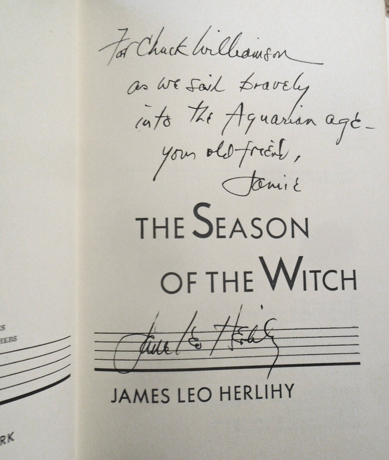 James Leo Herlihy SIGNED The Season of the Witch - First Edition 1971. Fine/Fine