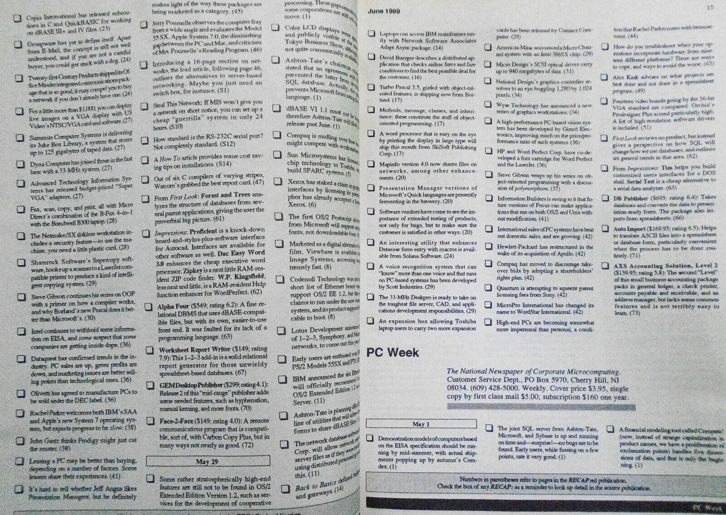 Recap : PC, June 1989. Monthly digest about IBM PCs and compatibles.