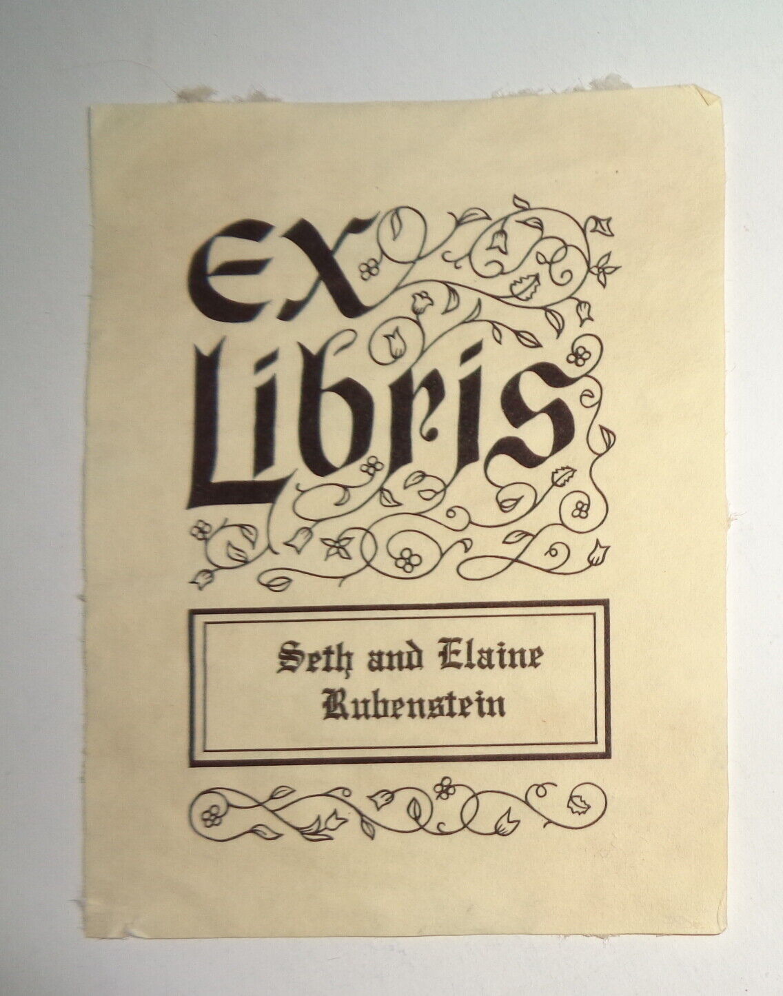 Seth and Elaine Ex Libris Bookplate