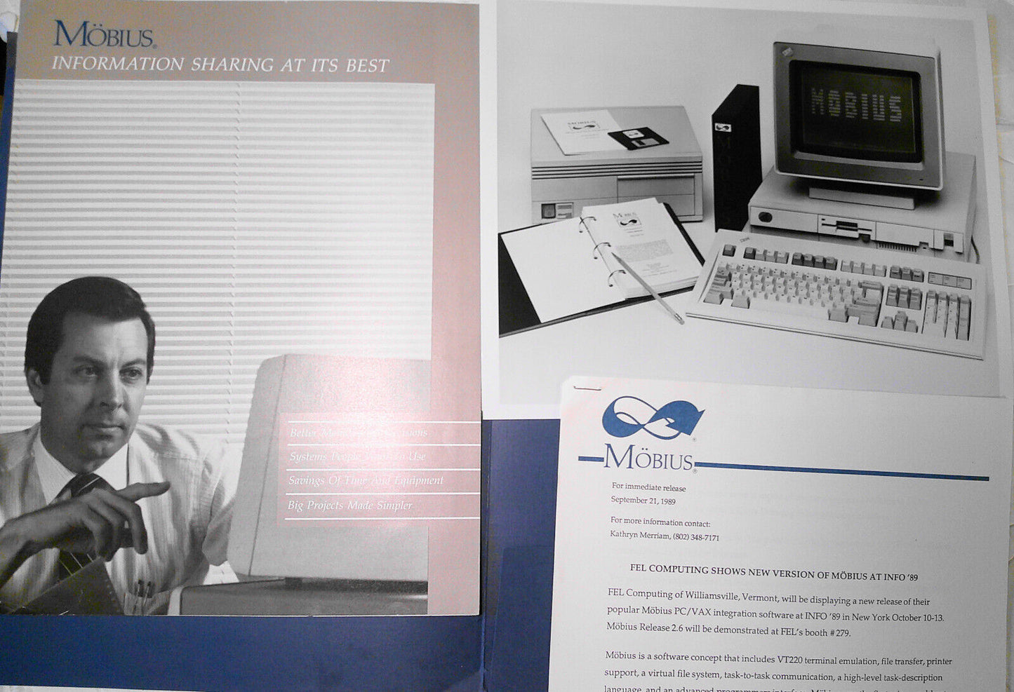Mobius PC / VAX Information  Sharing : Press Kit, 1989 - promo literature