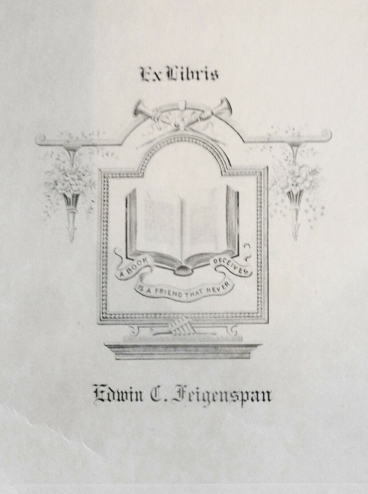 Edwin C. Feigenspan Ex Libris Bookplate