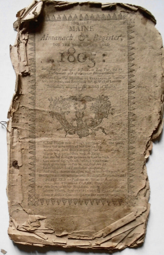Maine almanack & register, for the year of our Lord 1805  -  Thomas Clark [1804]