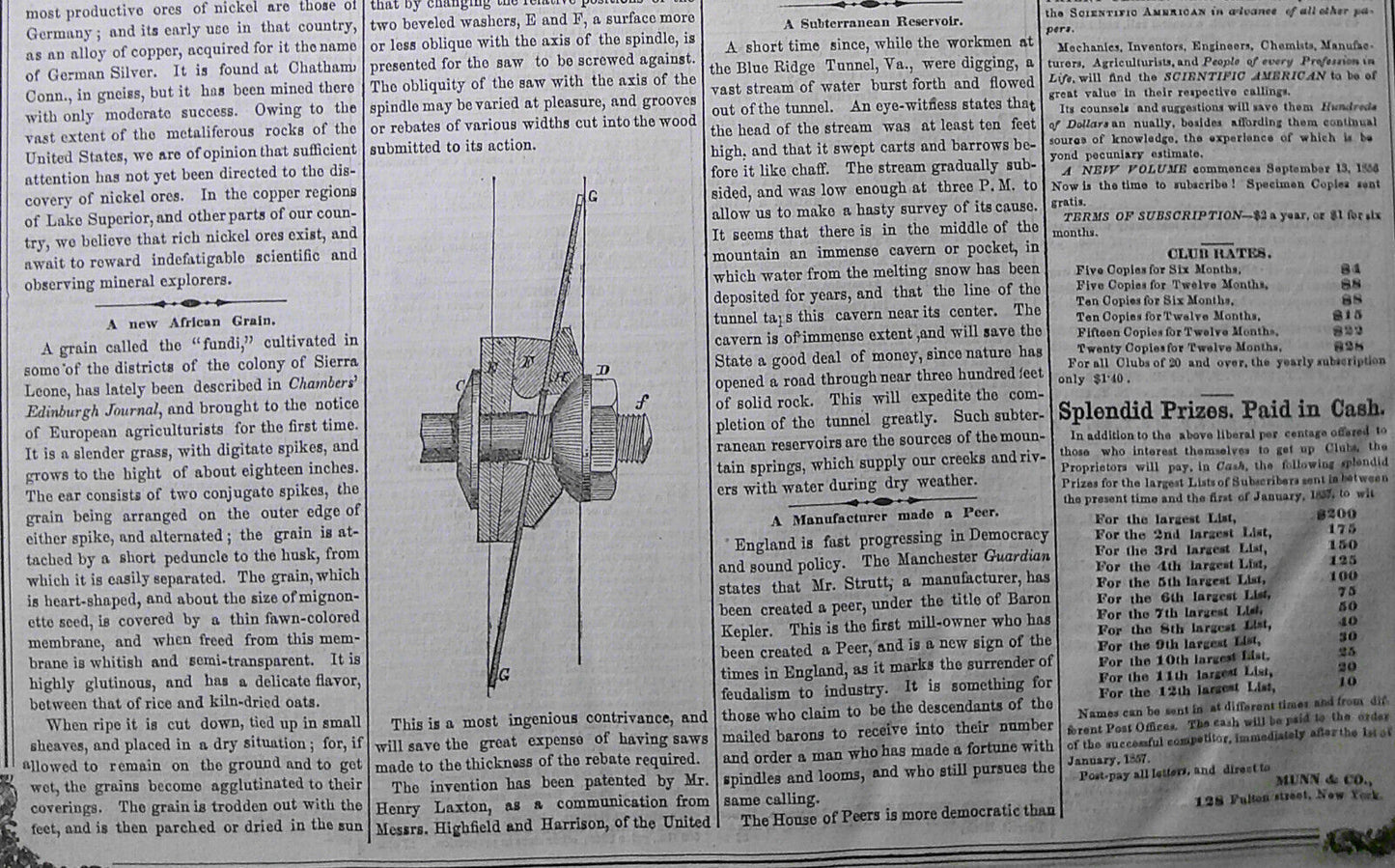 Scientific American, August 30, 1856. Michael Faraday on Silvering Glass; etc