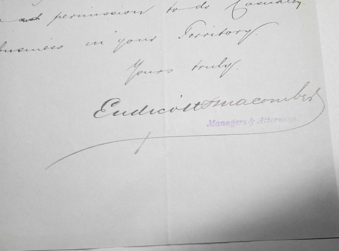 1886 Employers' Liability Assurance Corp., Boston letter on company letterhead