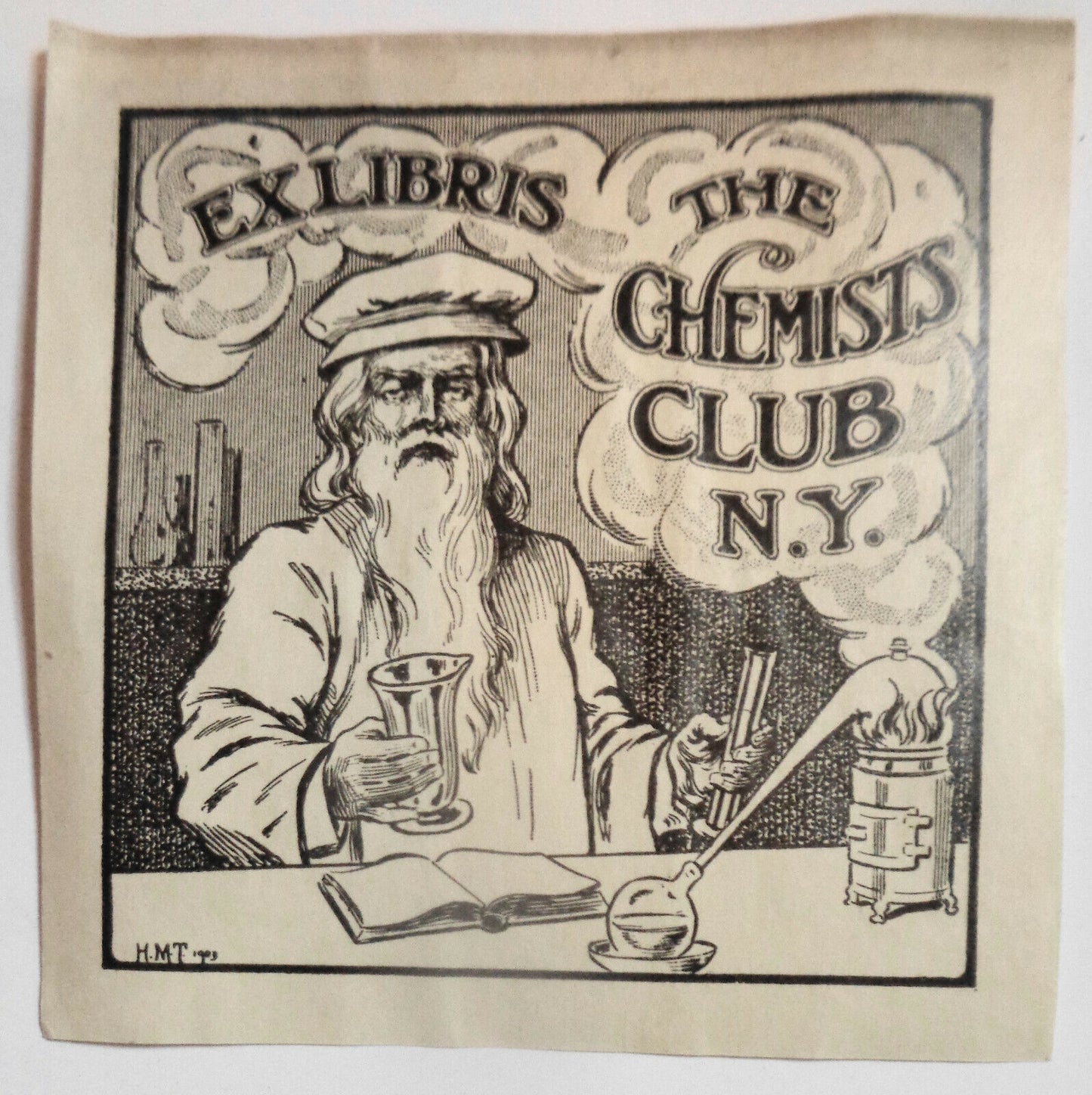 The Chemists Club, N.Y., Ex Libris Bookplate by H.M.T. 1903