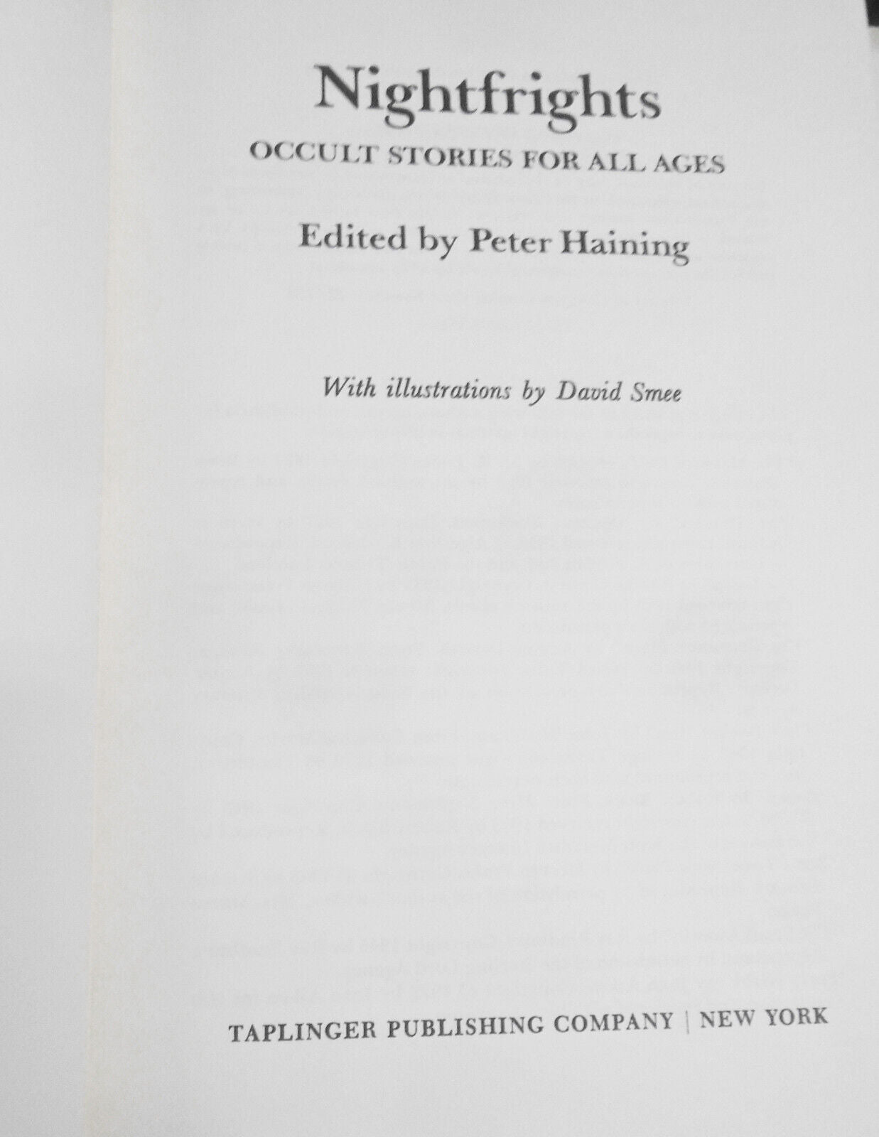 Nightfrights: Occult Stories for All Ages, by Peter Haining. 1973. Fine/VG HC/DJ