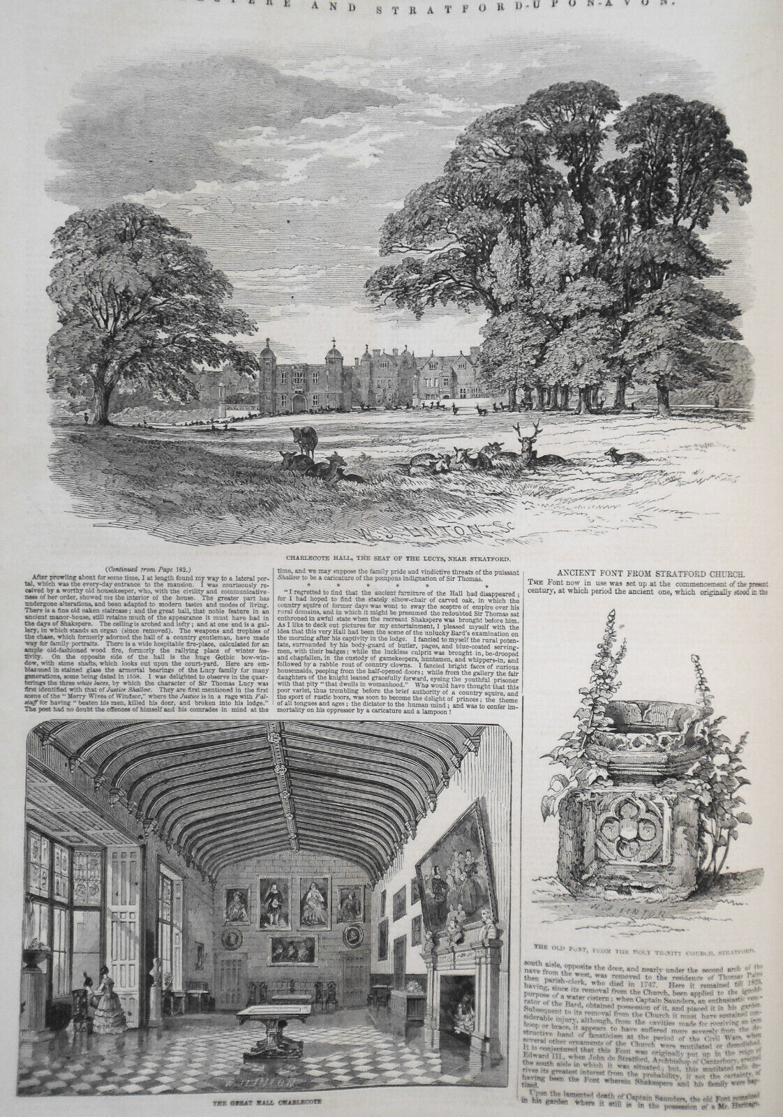 Illustrated London News, September 18, 1847 -  Shakespeare & Stratford Upon Avon