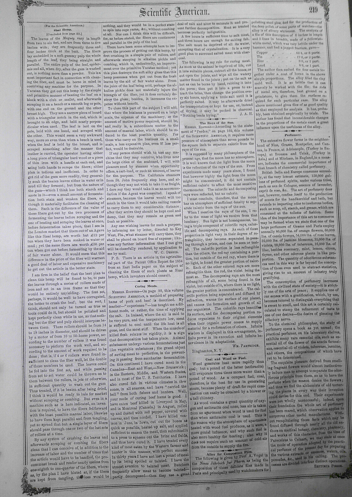 Scientific American, March 22, 1856. Measuring falling water; smoking cigars etc