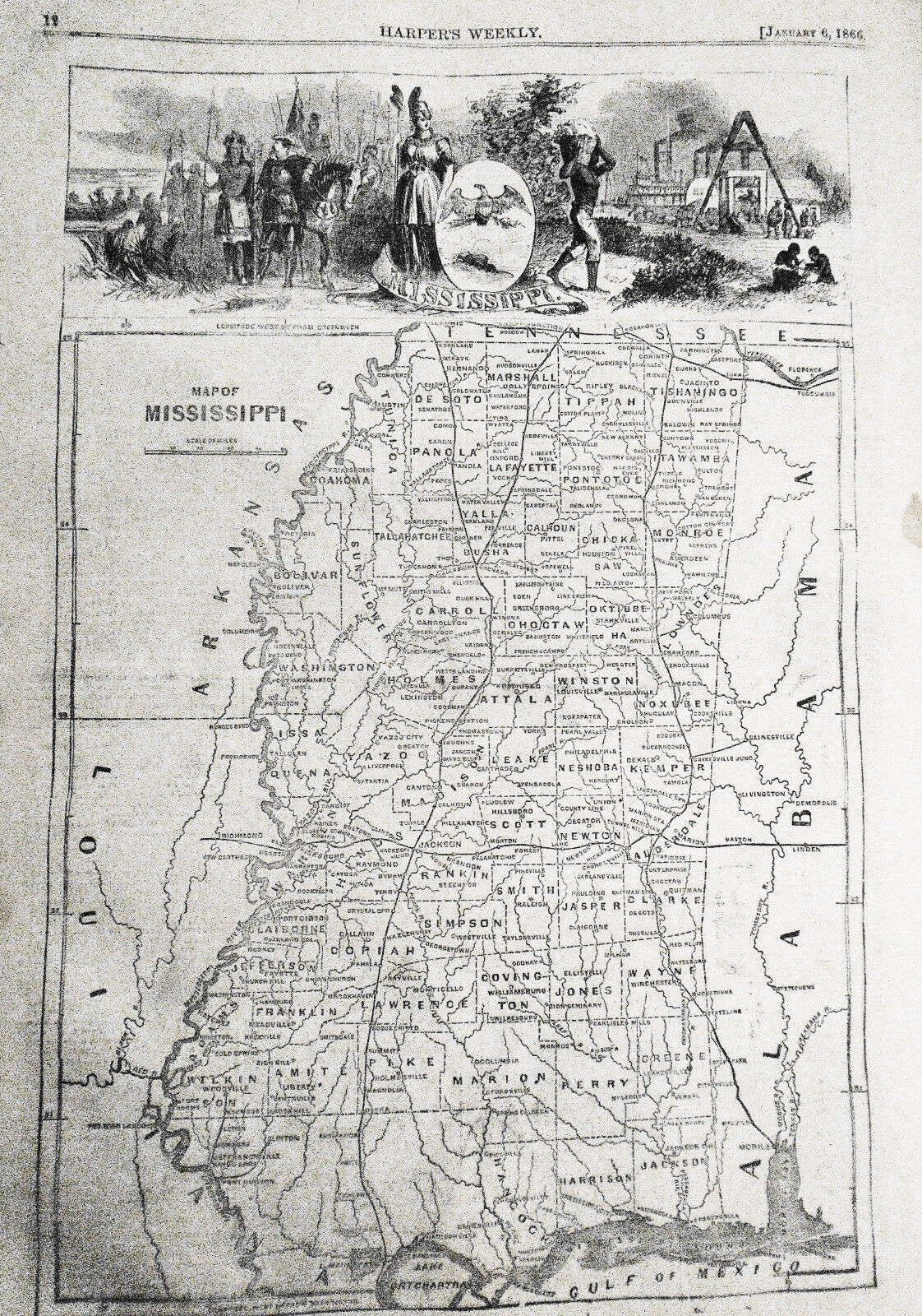 Harper's Weekly January 6, 1866 -  Last Chattel; 400 Emigrant Women etc ORIGINAL