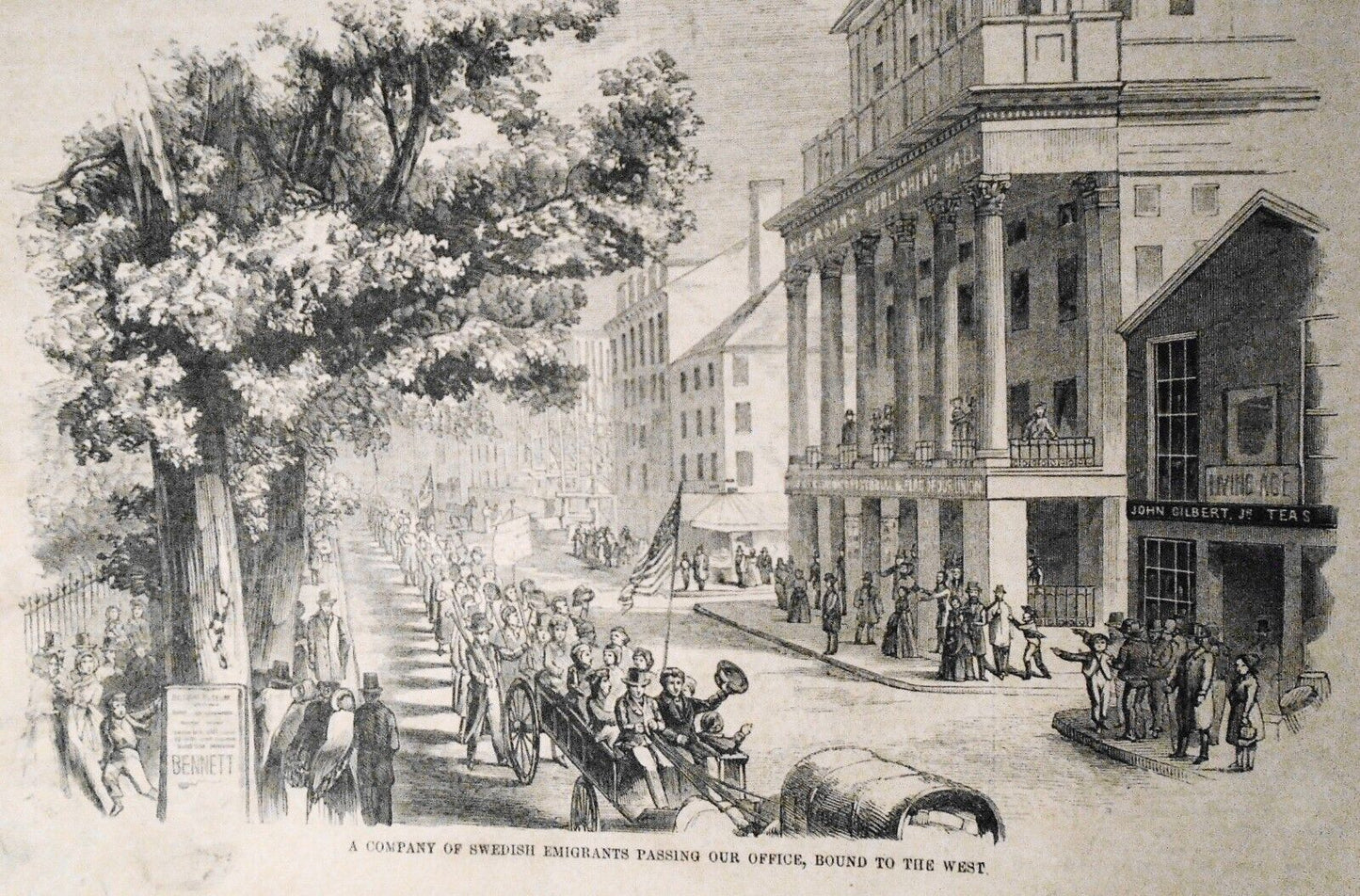 Swedish Emigrants Passing ... Bound To The West. Gleason's Pictorial, 1852.