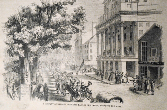 Swedish Emigrants Passing ... Bound To The West. Gleason's Pictorial, 1852.