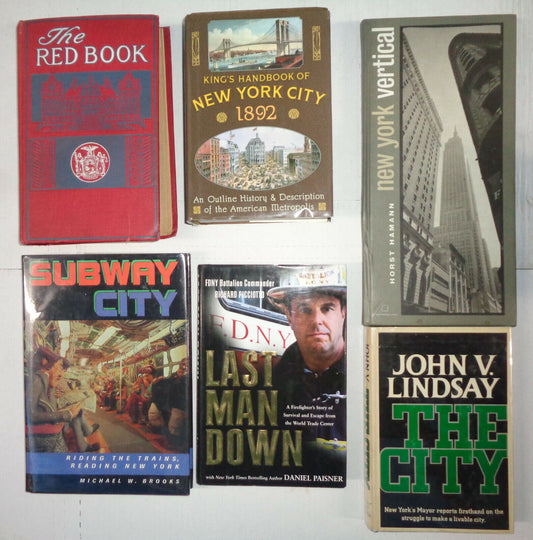 6 New York books lot - Red Book 1921, King's NY, Lindsay The City, NY Vertical..