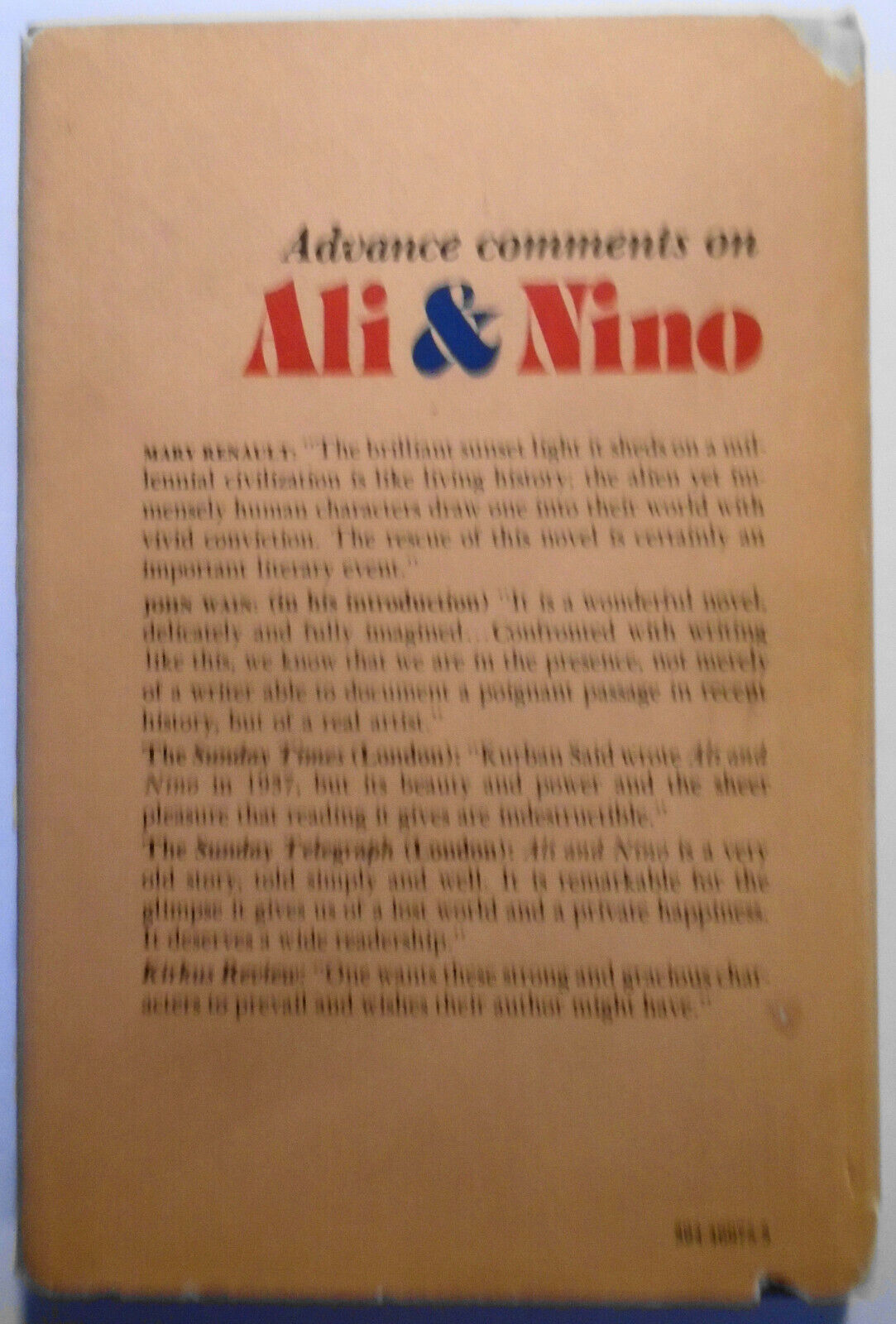 Ali & Nino. By Kurban Said. First edition. 1970. 1st printing. Hardcover