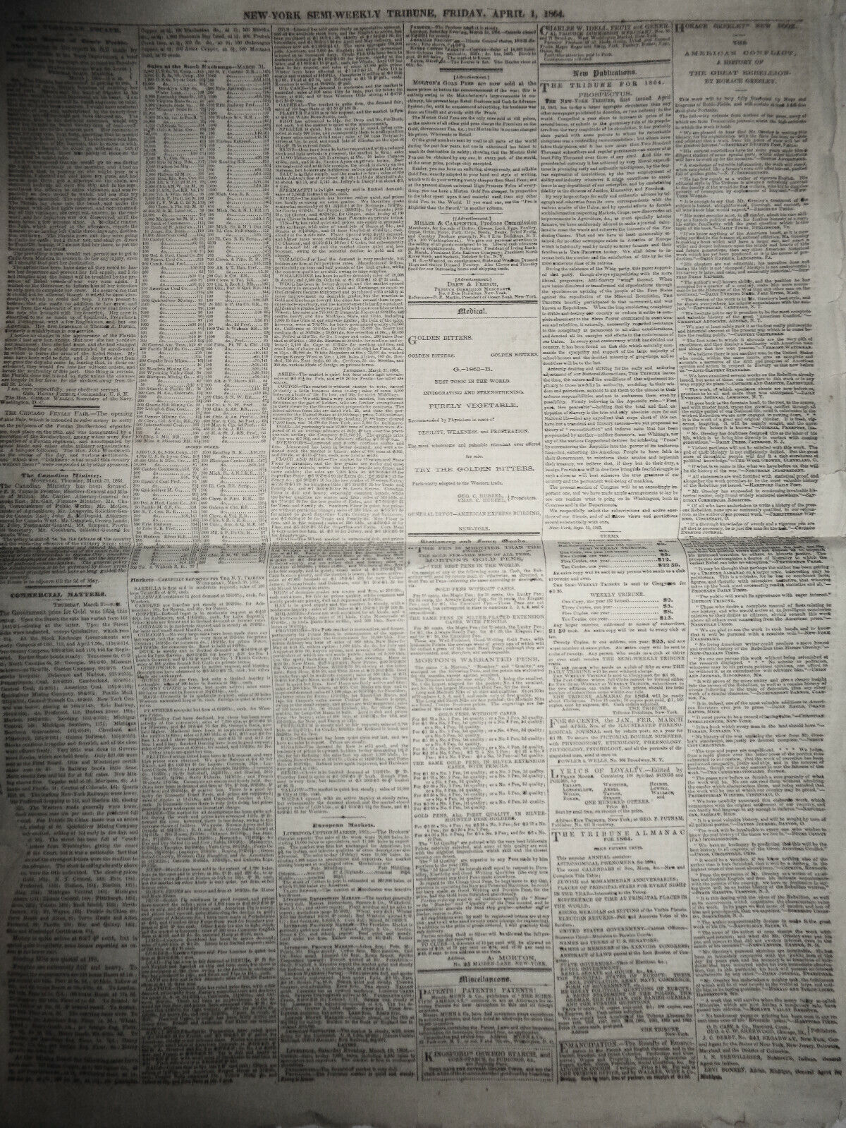 NEW YORK TRIBUNE - APRIL 1, 1864 - Civil War- Enlistment of Negro Troops.