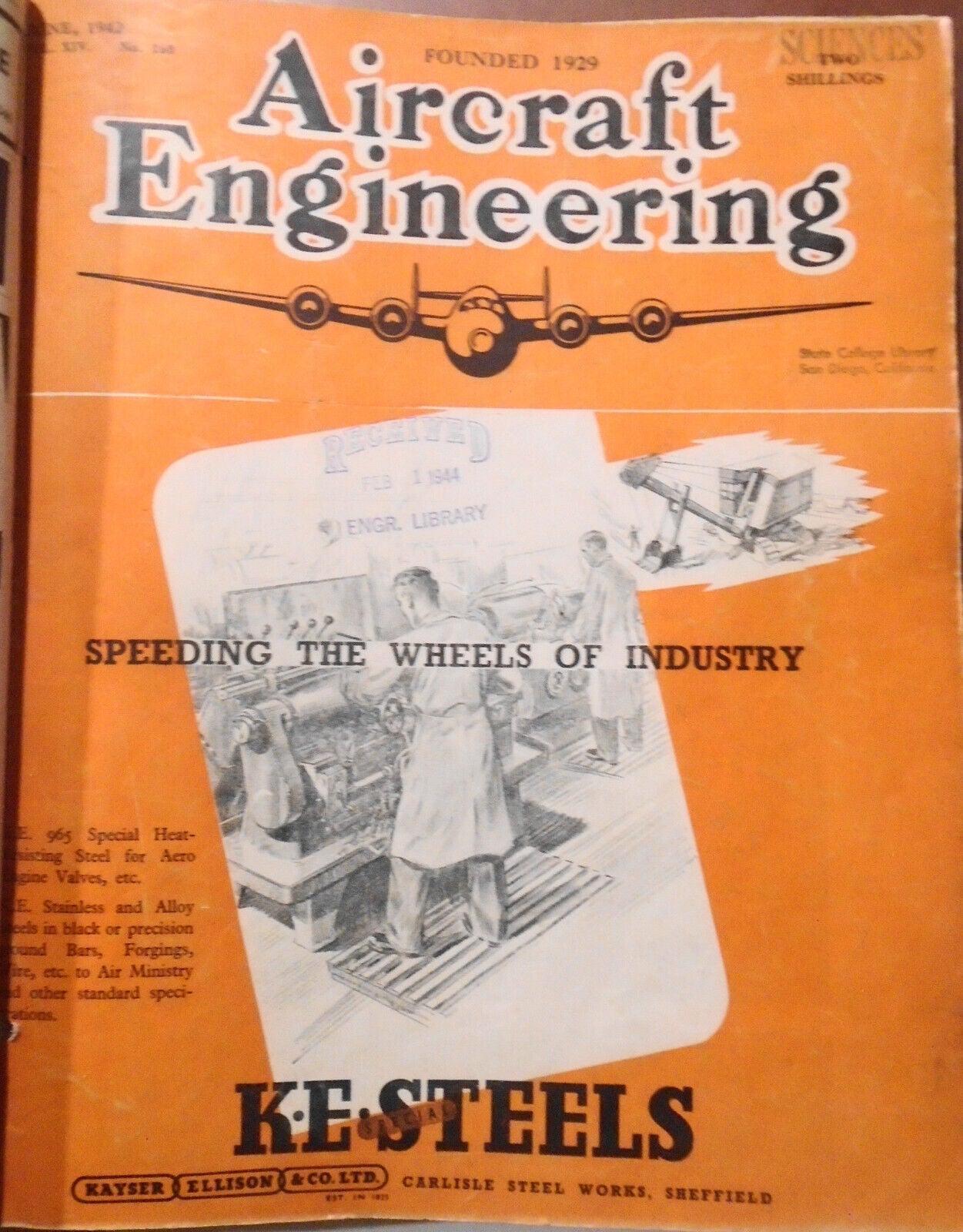 1942 Aircraft Engineering magazine - six issues - April to November