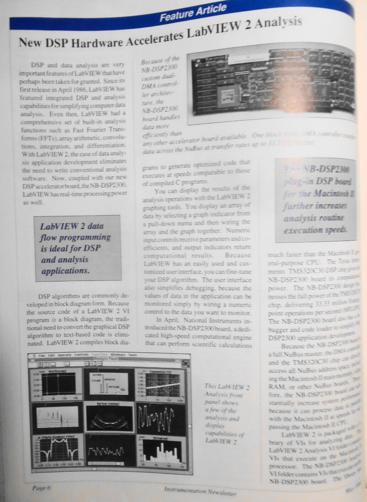 Instrumentation Newsletter, by National Instruments -  May 1990. LabVIEW 2, etc.