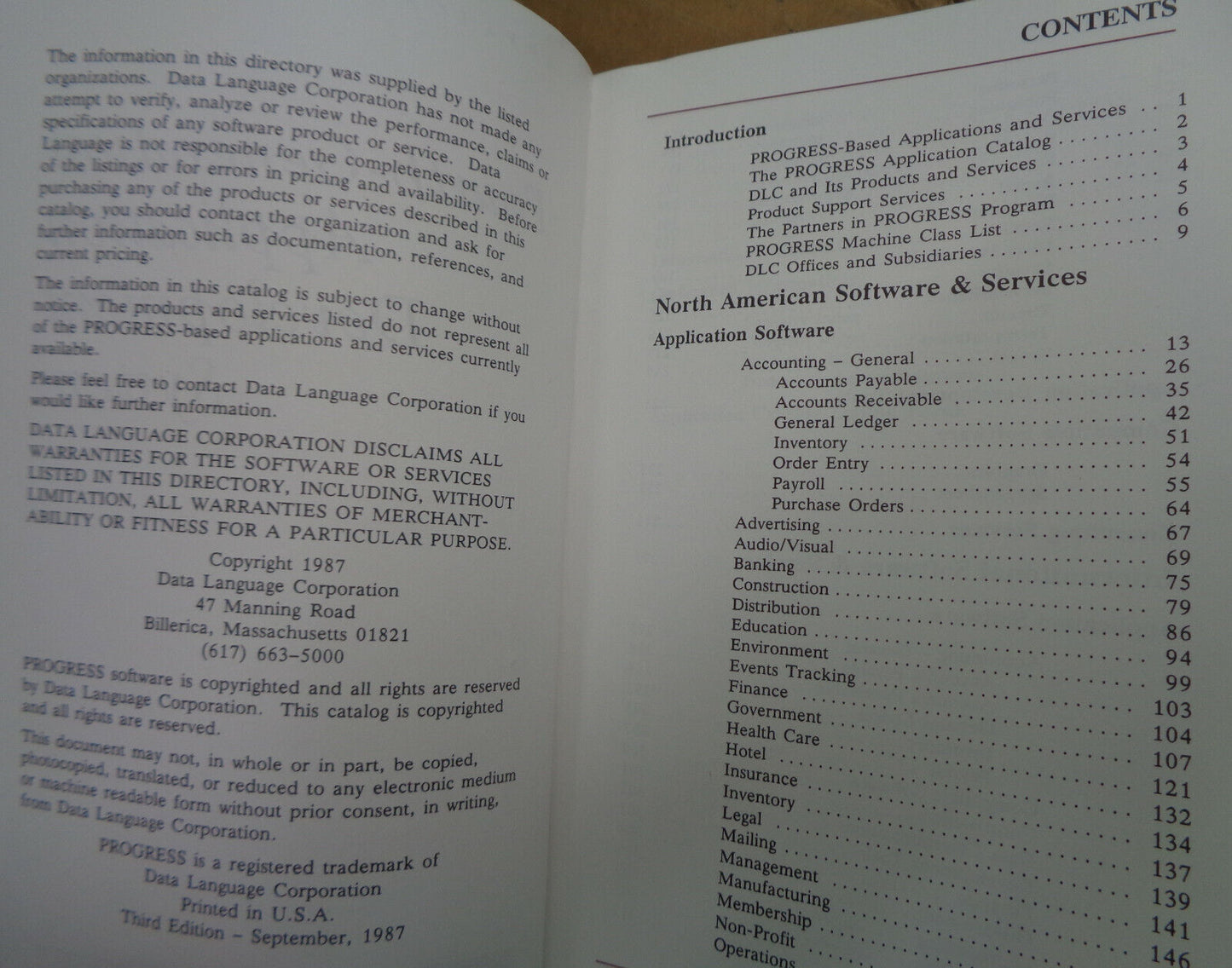 PROGRESS fourth-generation application development system catalog 1987