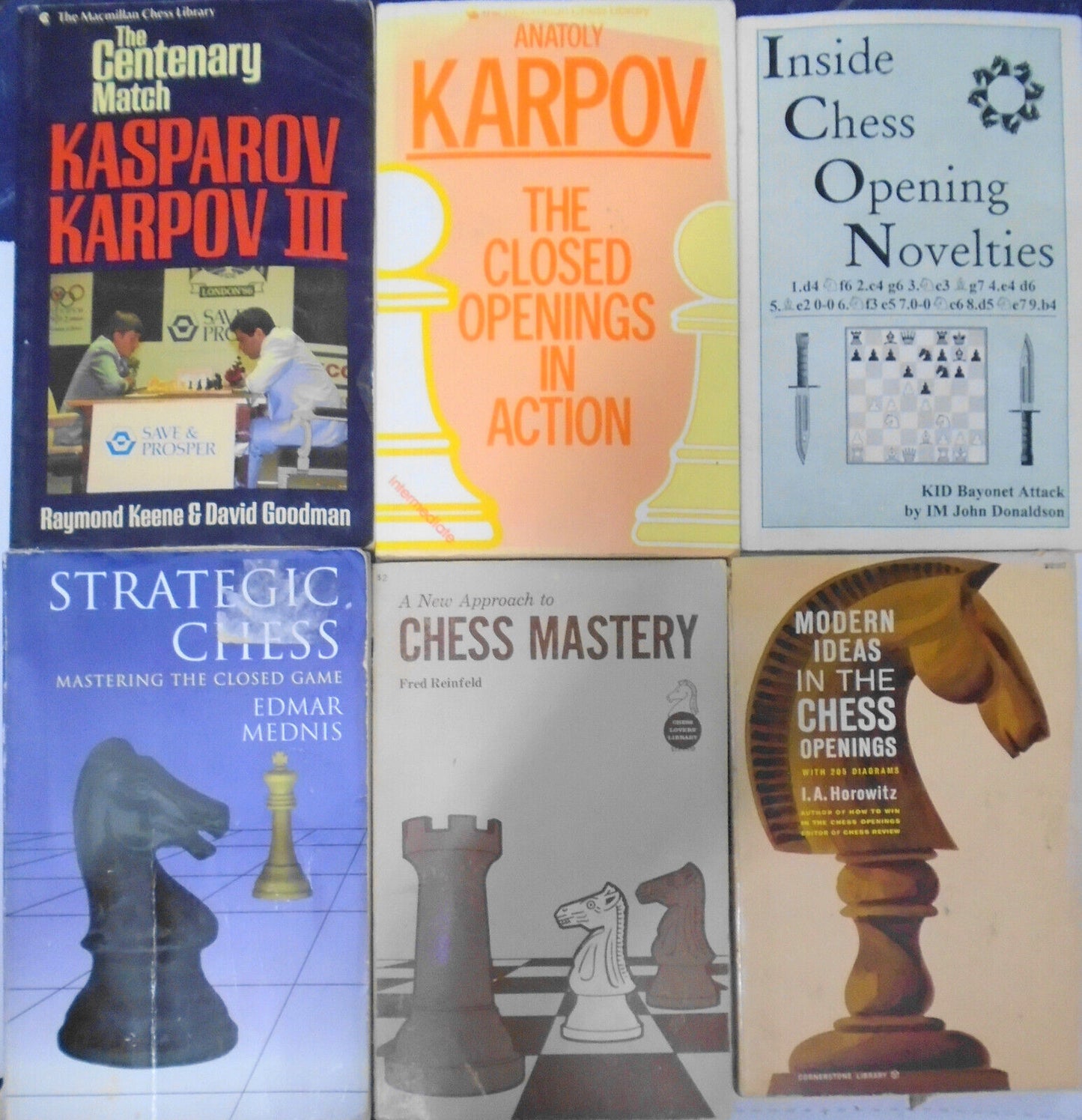 6 Chess books lot - Kasparov, Karpov, Strategy, Openings, Tactics...