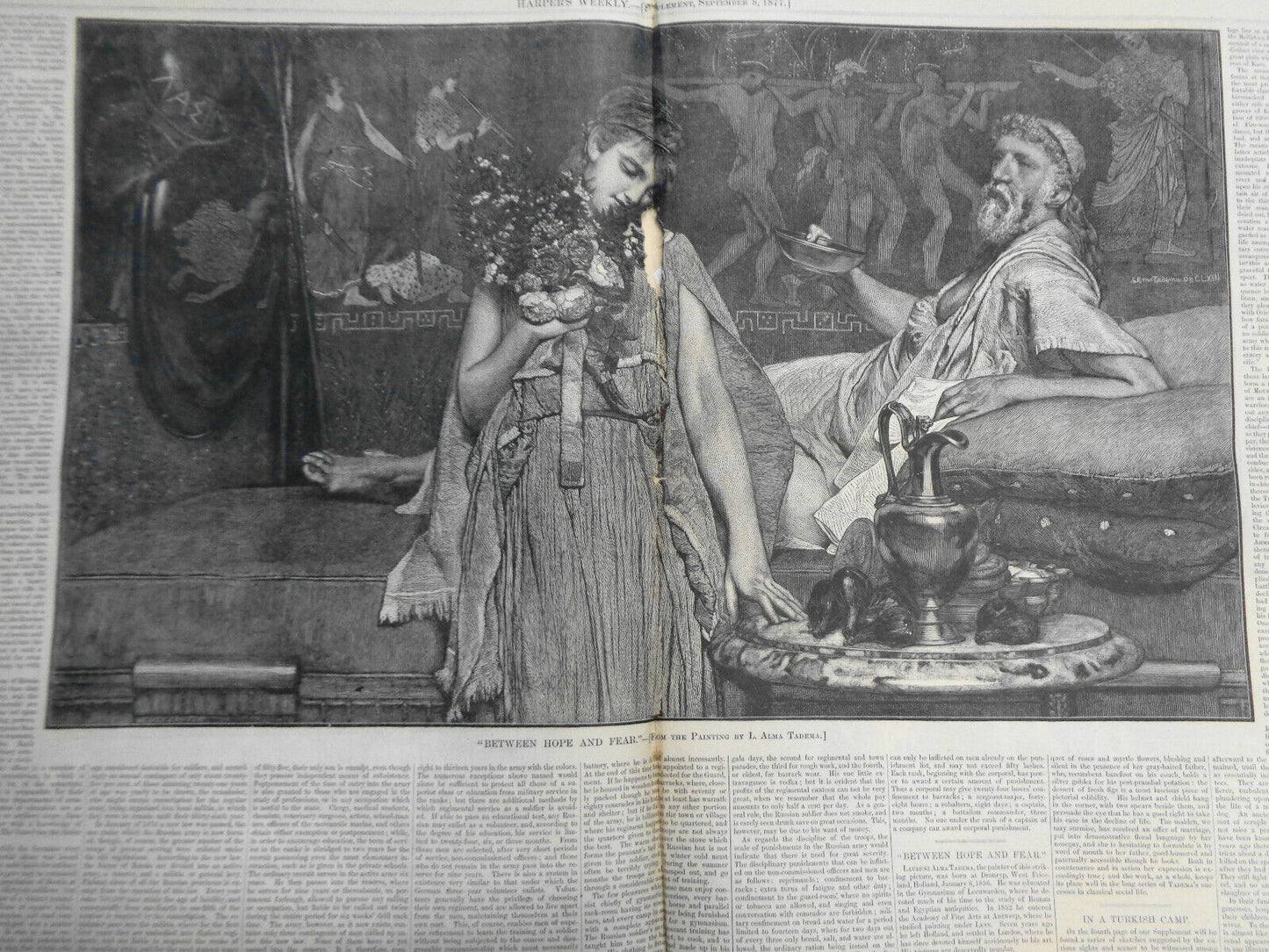 HARPER'S WEEKLY - SEPT 8, 1877 - ORIG COMPLETE ISSUE - ON COVER: "THE GOSSIPS"