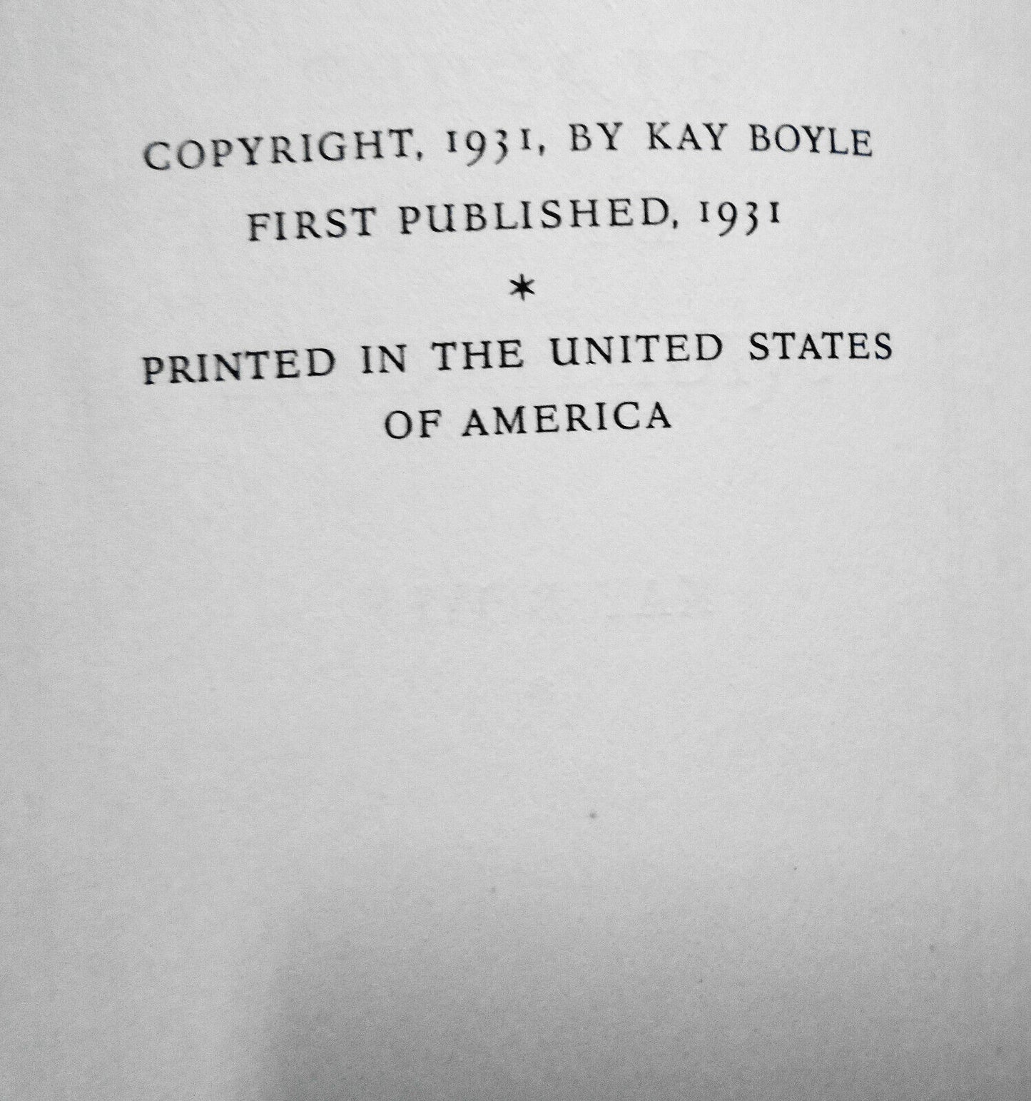 Plagued By The Nightingale, by Kay Boyle. First edition, 1931