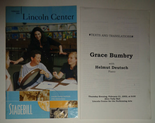 GRACE BUMBRY - LINCOLN CENTER STAGEBILL - FEB 21, 2002 Hommage to Lotte Lehmann
