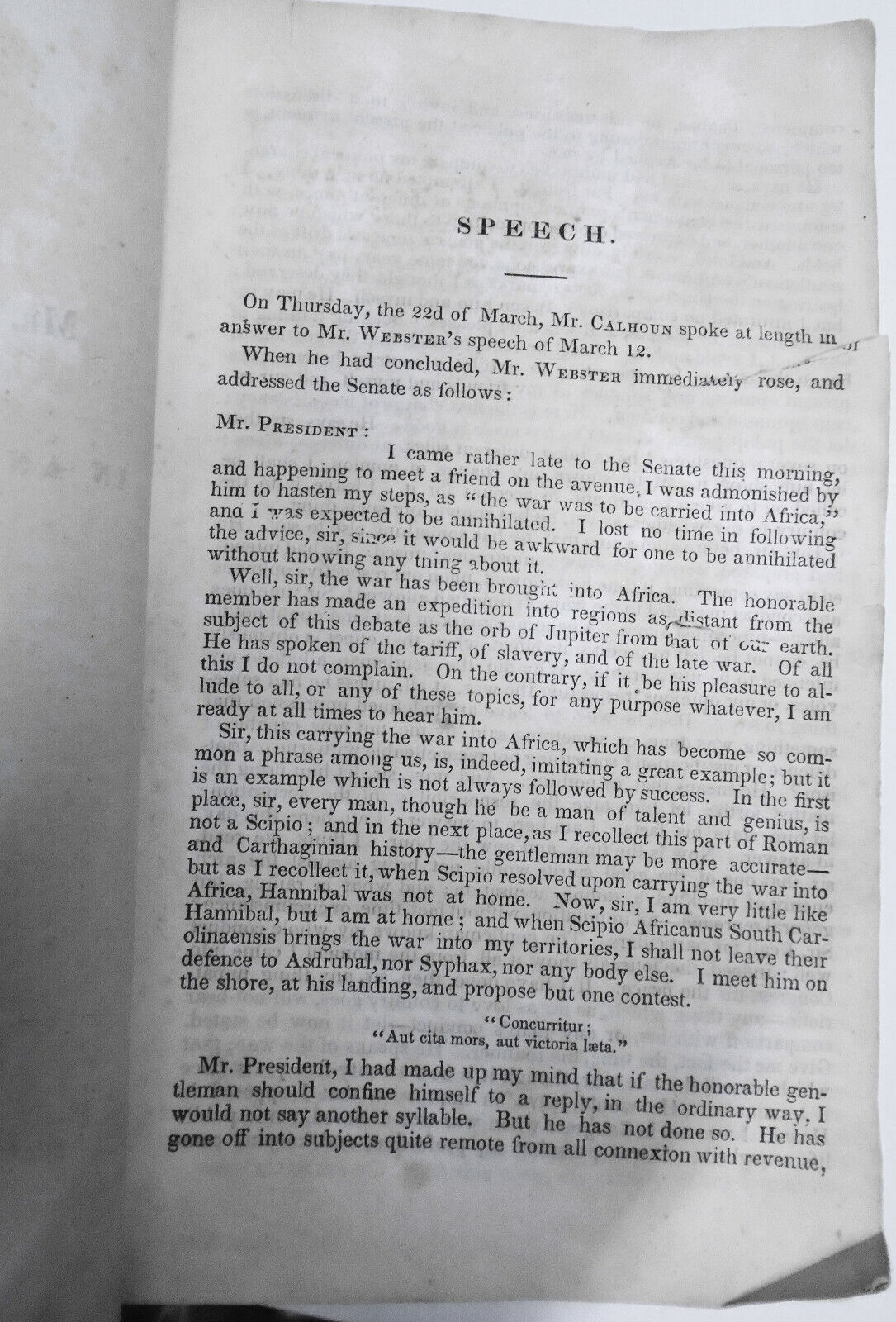 Mr. Webster's Speech In Answer To Mr. Calhoun, March 22, 1838 - Daniel Webster