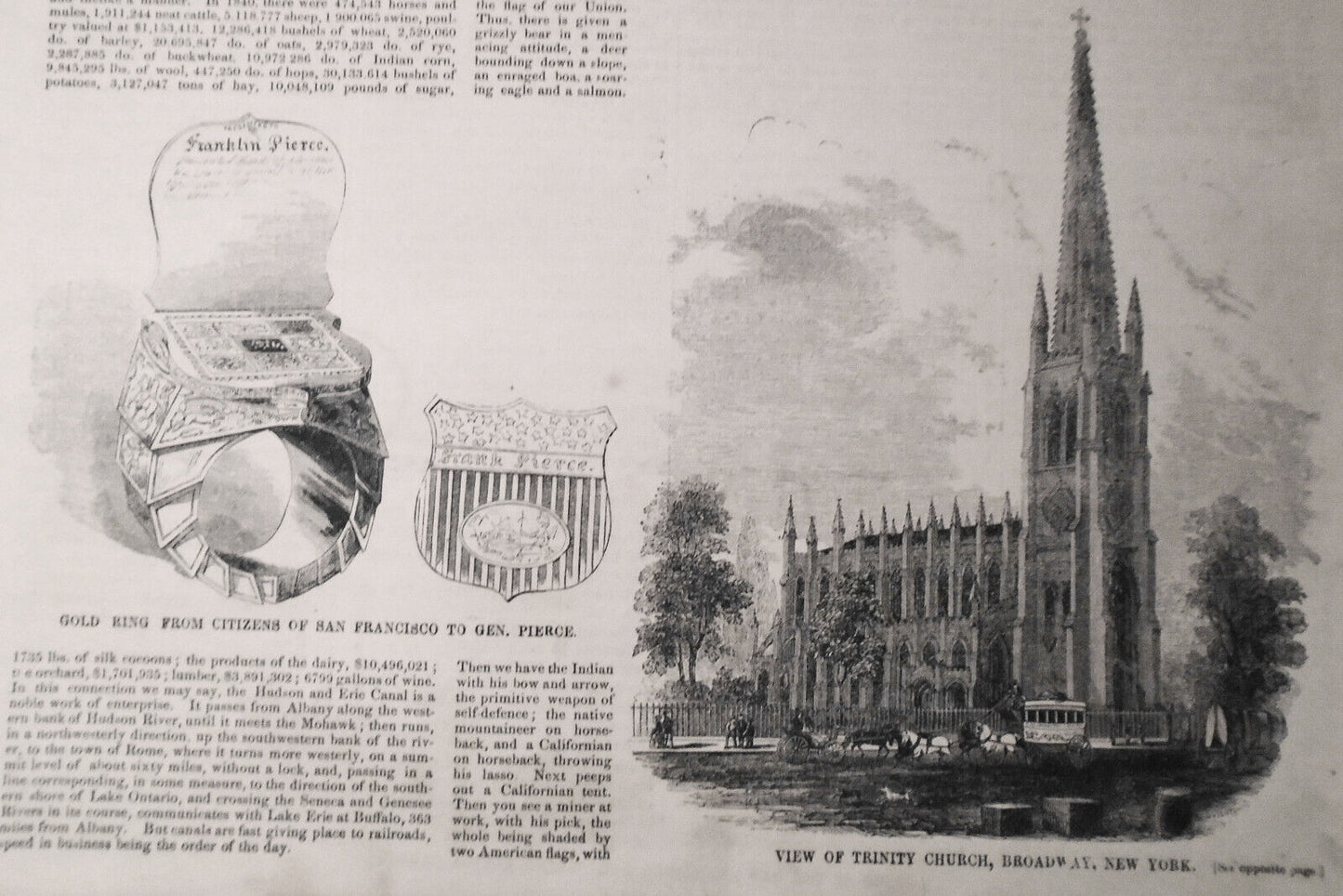 Canal Boats, At New York - 1852 Gleason's - Also Gold Ring & Trinity Church
