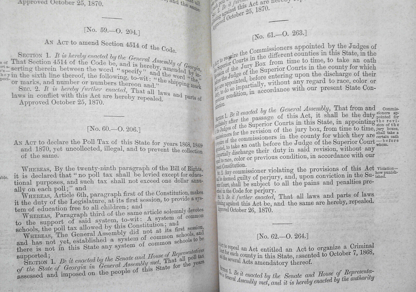 1870 Public laws passed by the General Assembly of the State of Georgia. 1st ed.