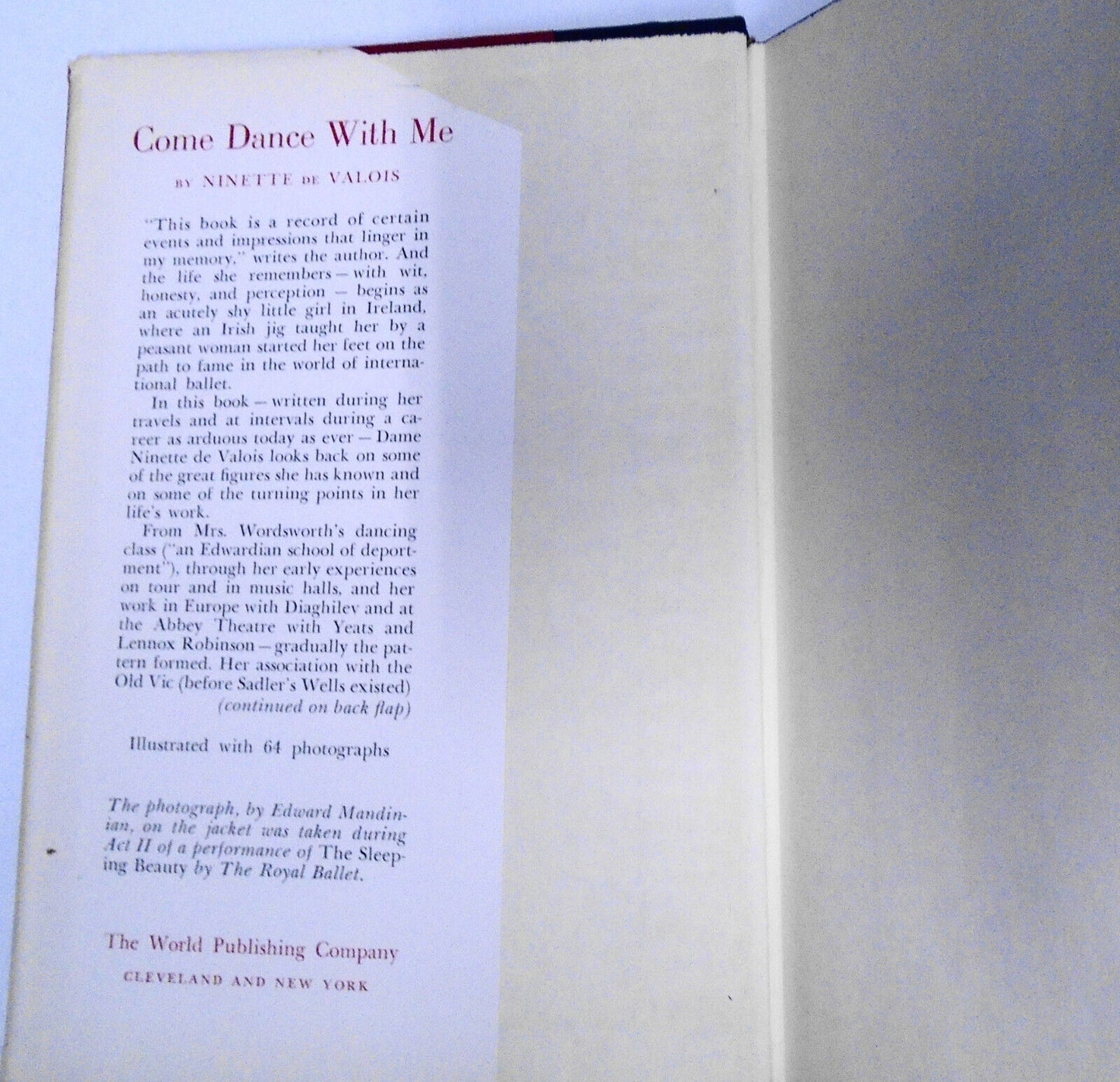 Come dance with me : a memoir, 1898-1956, by Ninette De Valois. 1st edition 1957