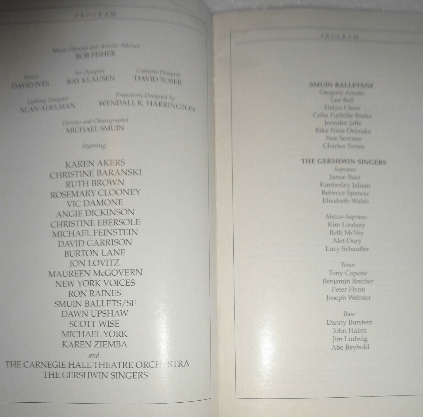 IRA GERSHWIN AT 100 - STAGEBILL & PROGRAM - DEC. 6, 1996 - CARNEGIE HALL