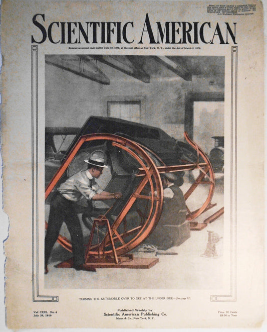 Turning The Automobile Over To Get At The Under Side - Scientific American 1919