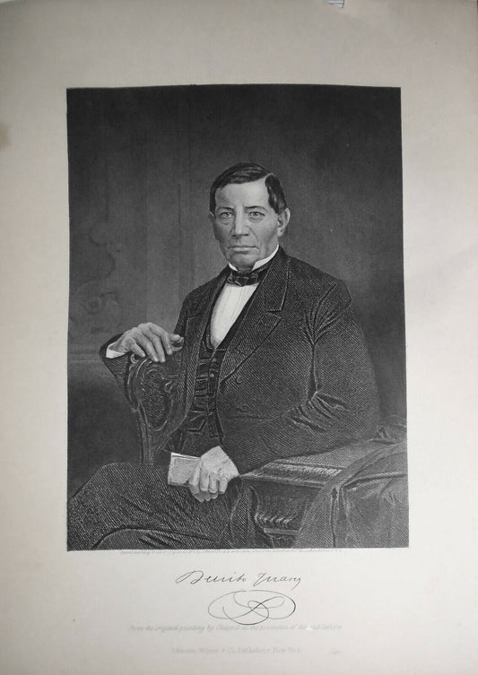 Benito Juarez - steel engraving - 1876 - Duyckinck Internationale Gallerie