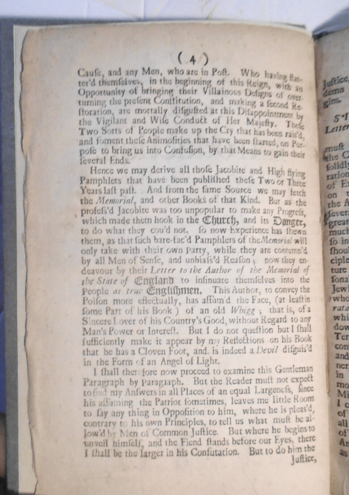 1706 Letter to Author of the Memorial of the State of England, Answer'd. 1st ed.