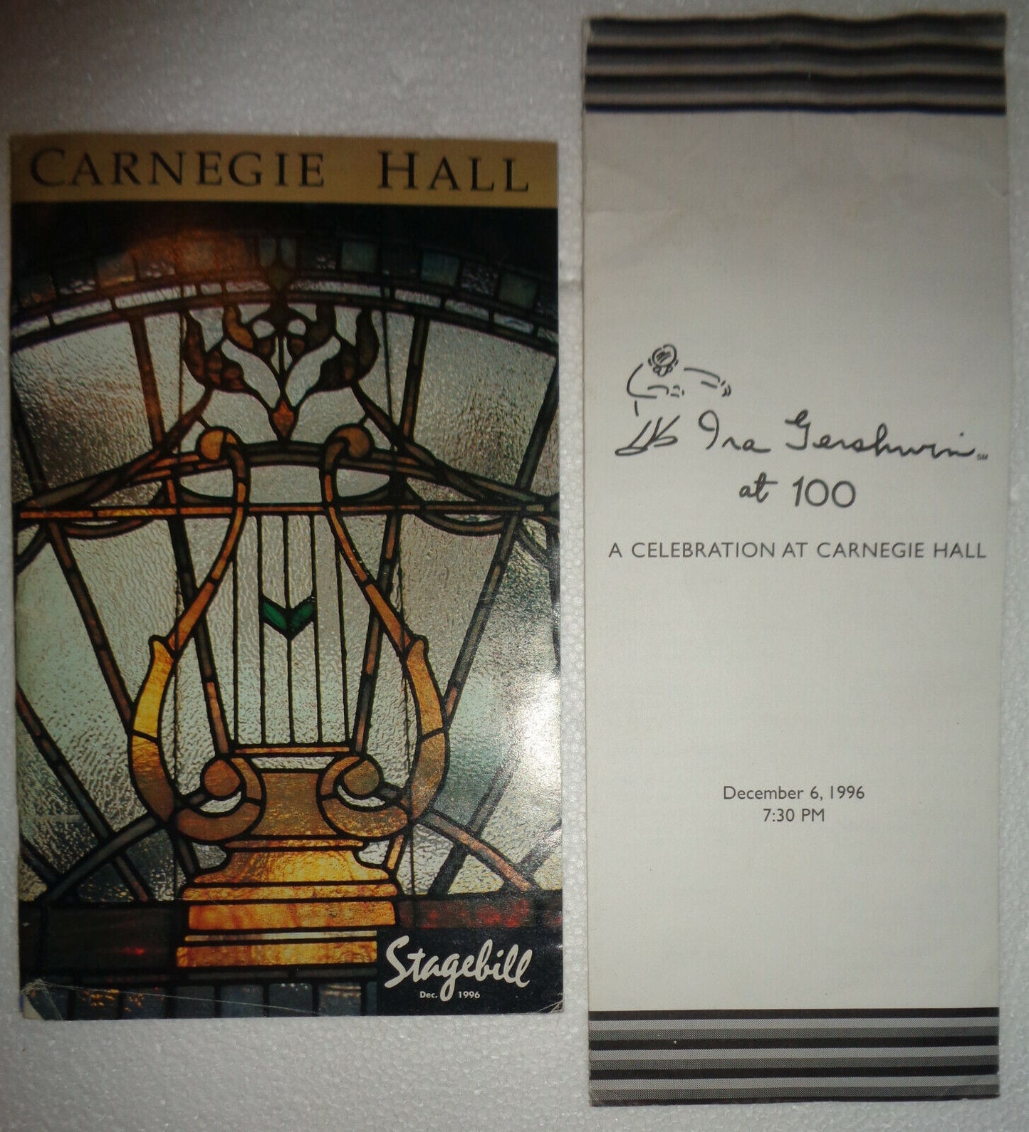 IRA GERSHWIN AT 100 - STAGEBILL & PROGRAM - DEC. 6, 1996 - CARNEGIE HALL
