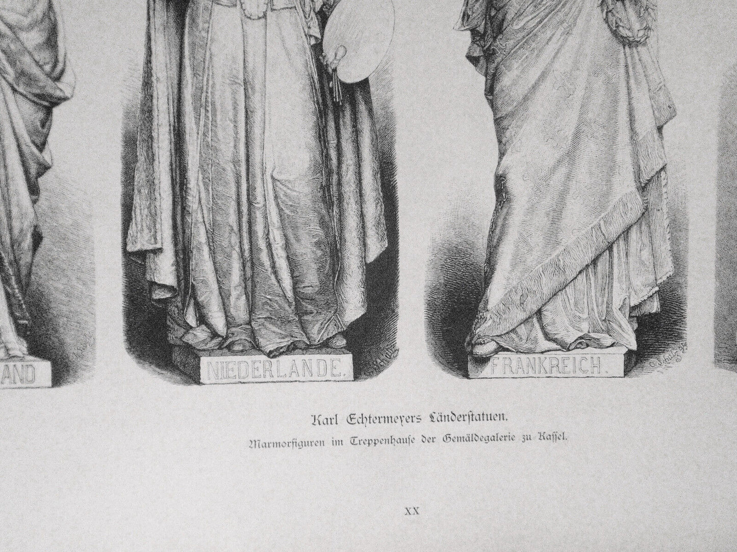 Karl Echtermeyers Länderstatuen  im Treppenhaus der Gemälegalerie zu Kassel 1884