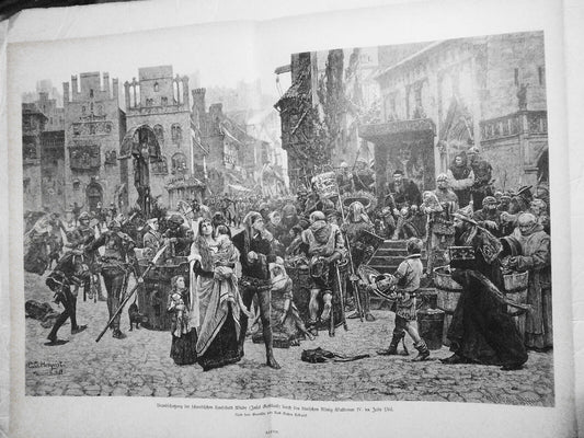 Brandschatzung der schwedischen Hansestadt Wisby... Karl Gustaf Hellqvist, 1884