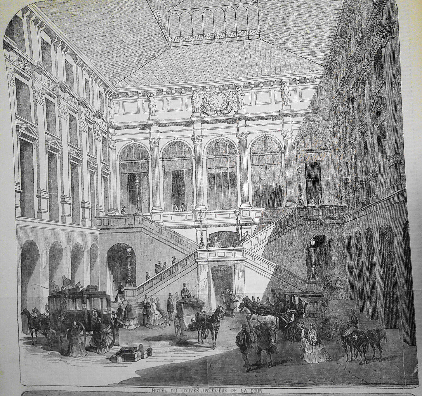 The Hotel du Louvre - 2 prints from The Illustrated London News October 27, 1855