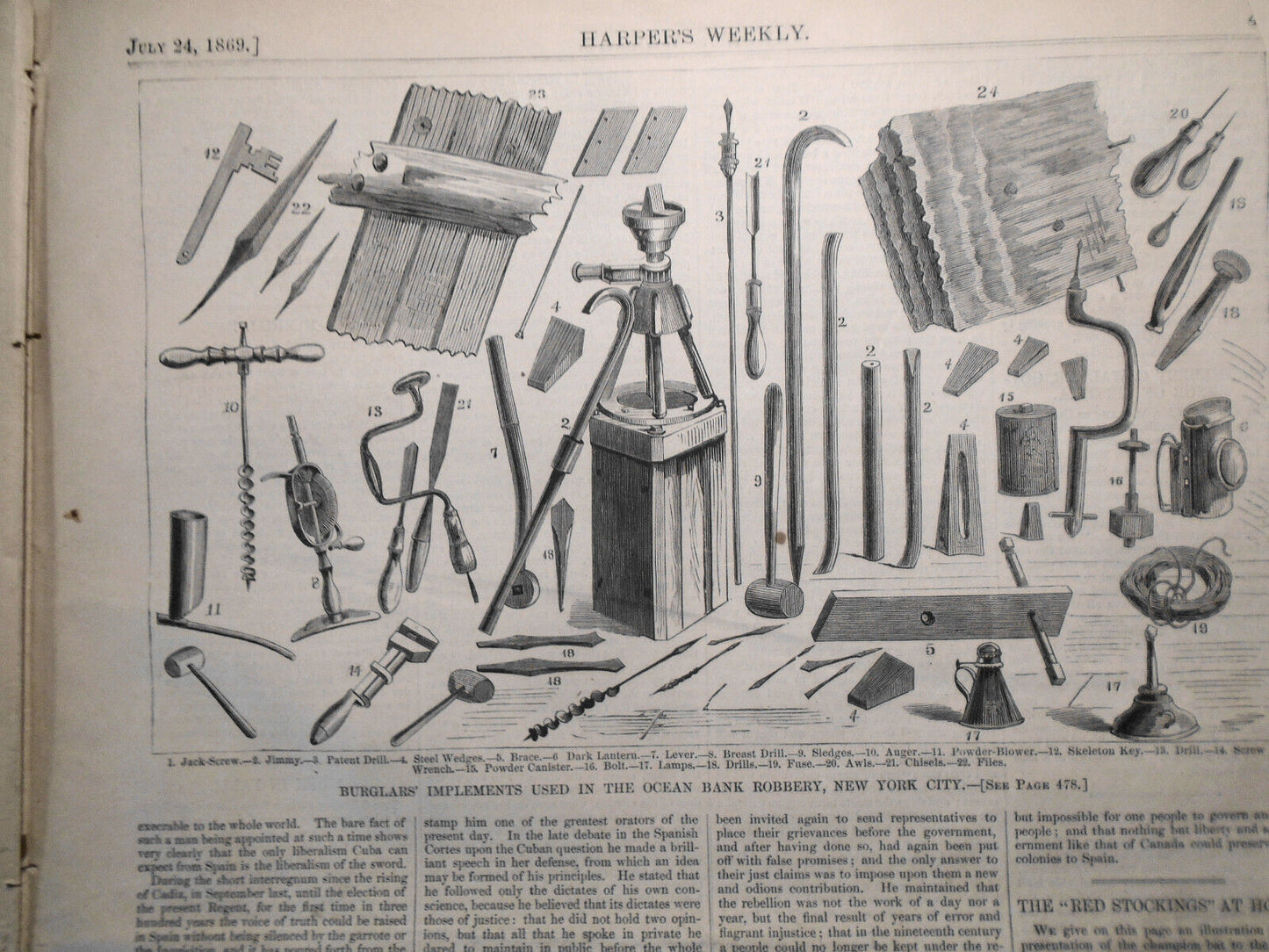 [Baseball] Cincinnati Red Stockings. Champion Bat. Harper's Weekly July 24, 1869