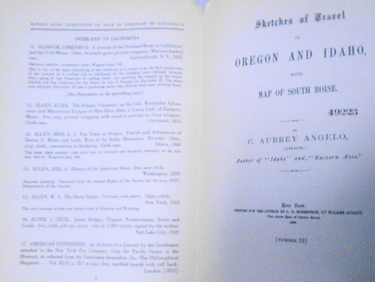 Western Americana Many Of Great Rarity - W. J. Holliday, Parke-Bernet 1954
