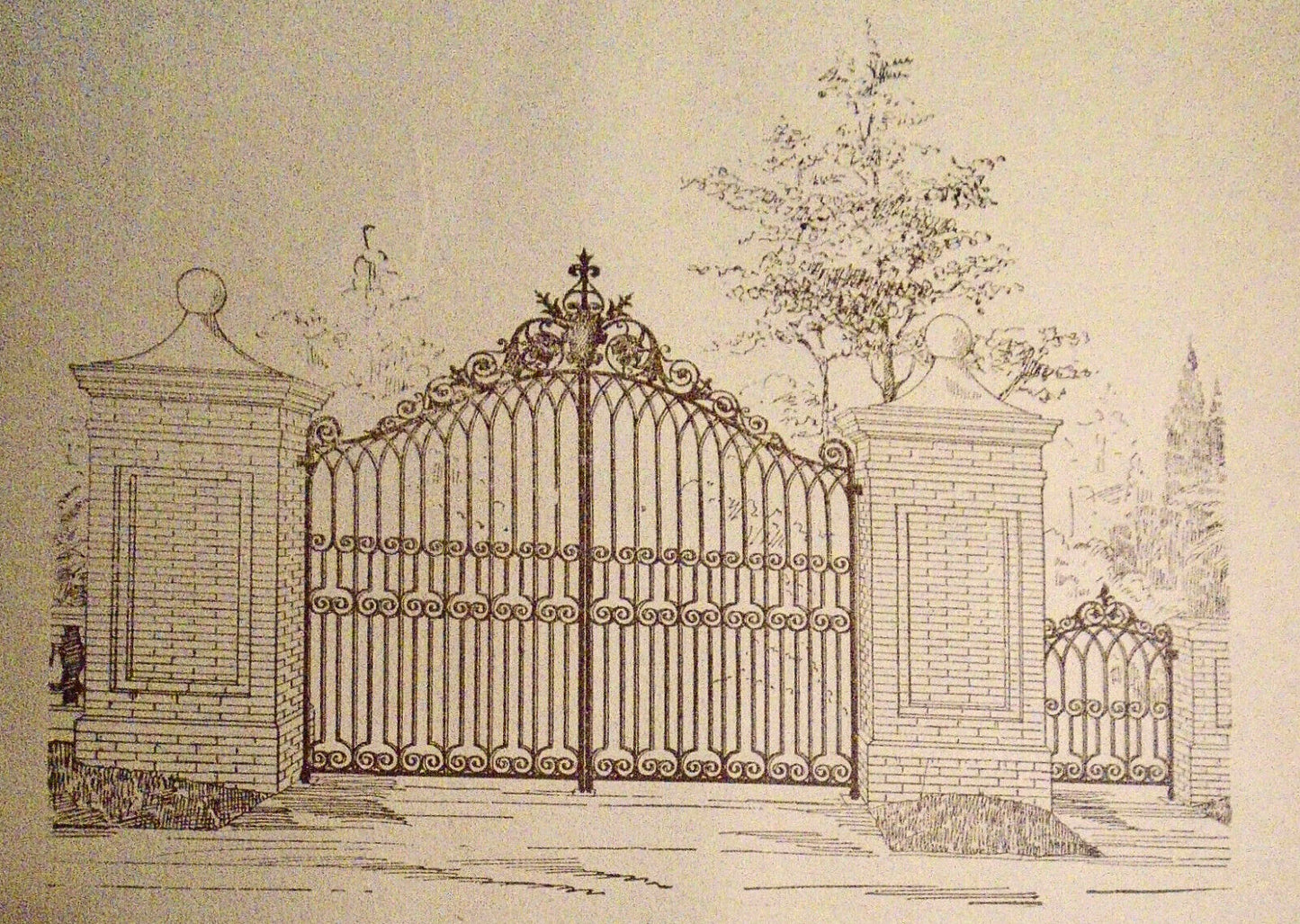 Ornamental gate and entrance, by Pitt Iron Works, N.Y.  -- original 1854 flyer