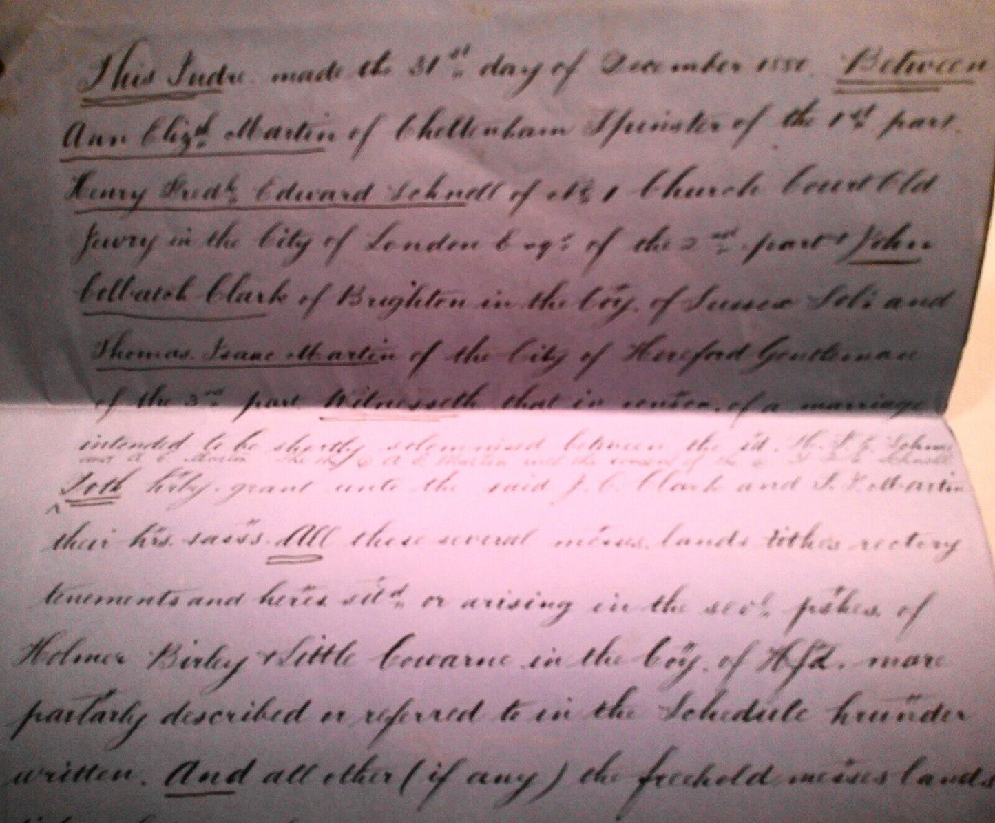 1880 Conveyance of Hereditaments Hereford, England. Miss A E Martin to Colbatch