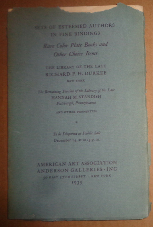 Handsomely bound sets of esteemed authors; rare color plate books - Durkee 1935