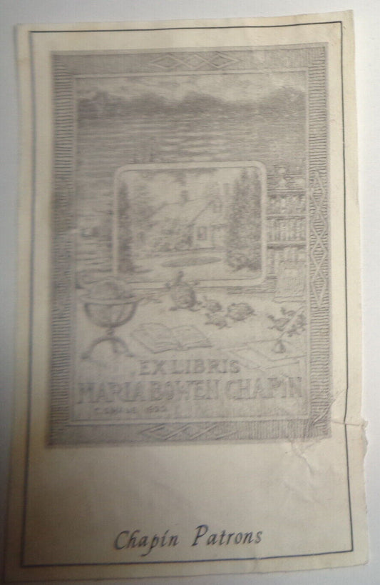 Chapin Patrons Ex Libris Bookplate [re. Maria Bowen Chapin]