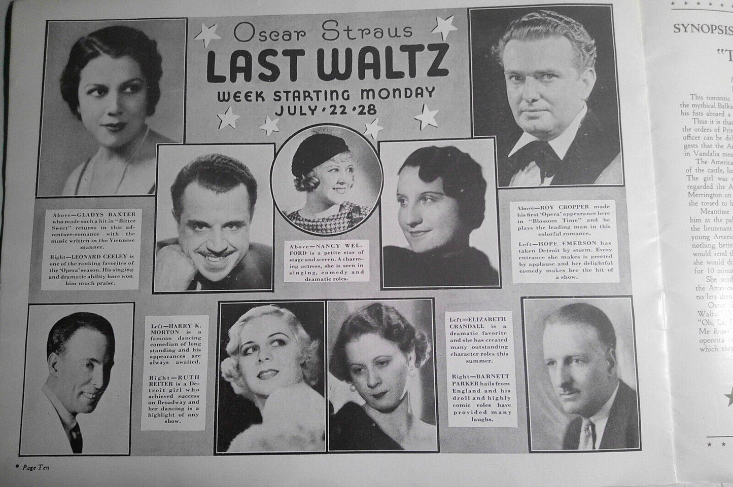 1935 Opera Under The Stars - 3 Programs: Rose Marie, Blossom Time, Bittersweet