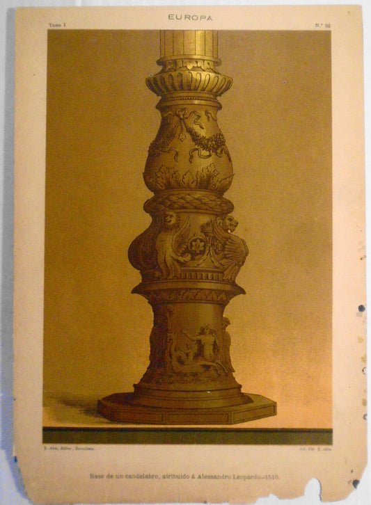 EUROPA - Base de un candelabro, atribuido a Alessandro Leopardo, 1510 - ca  1890