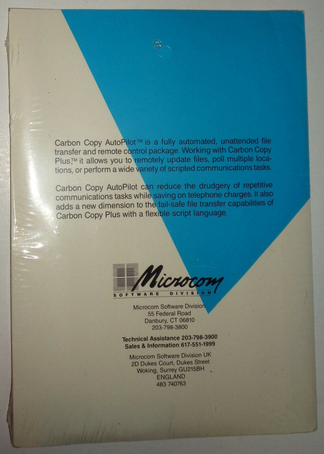 Carbon Copy Plus : 2 copies + Carbon Copy Autopilot (new) - 1989 5 1/4" for IBM