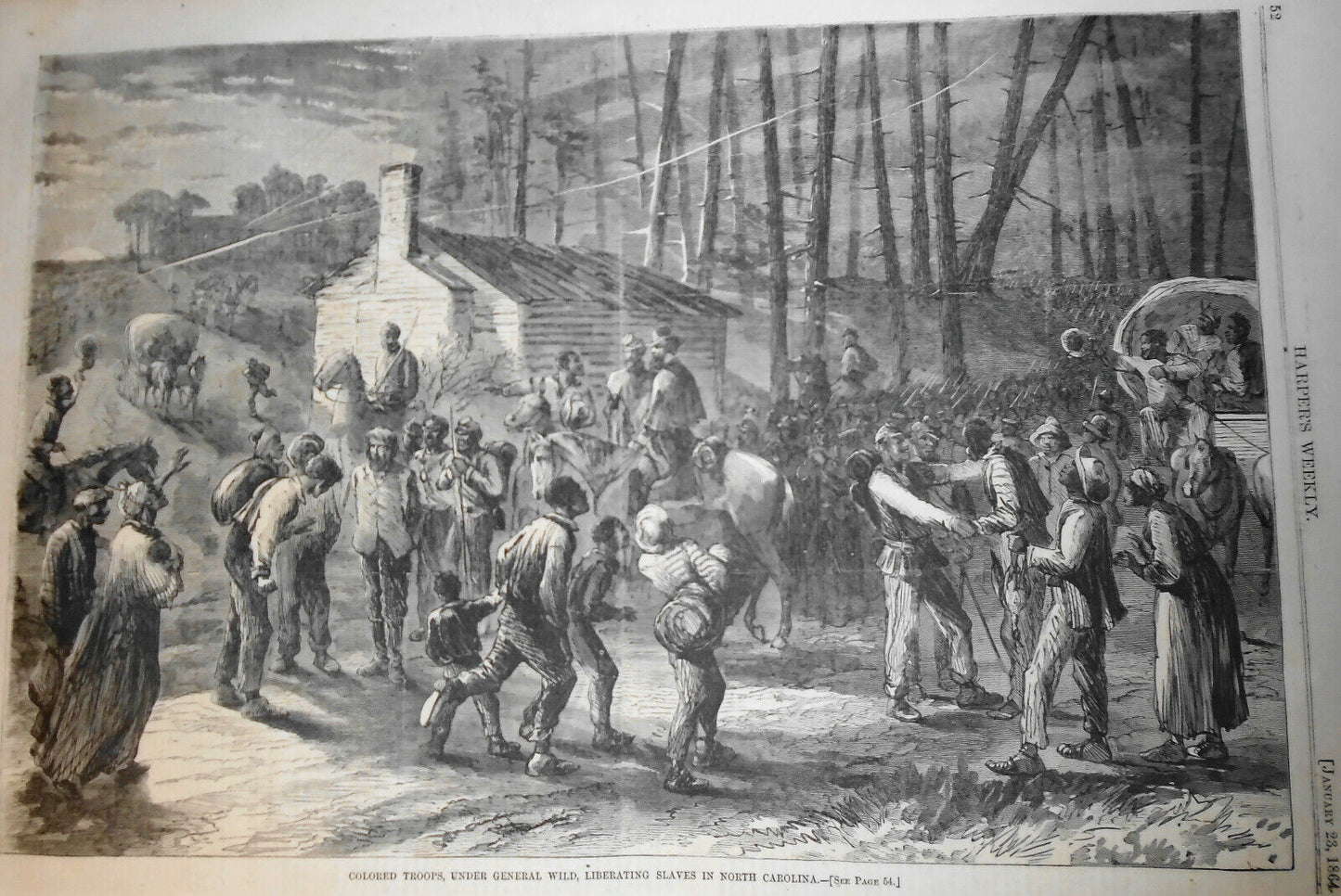 Colored Troops Liberating Slaves, in Harper's Weekly - Original issue 1/23/1864