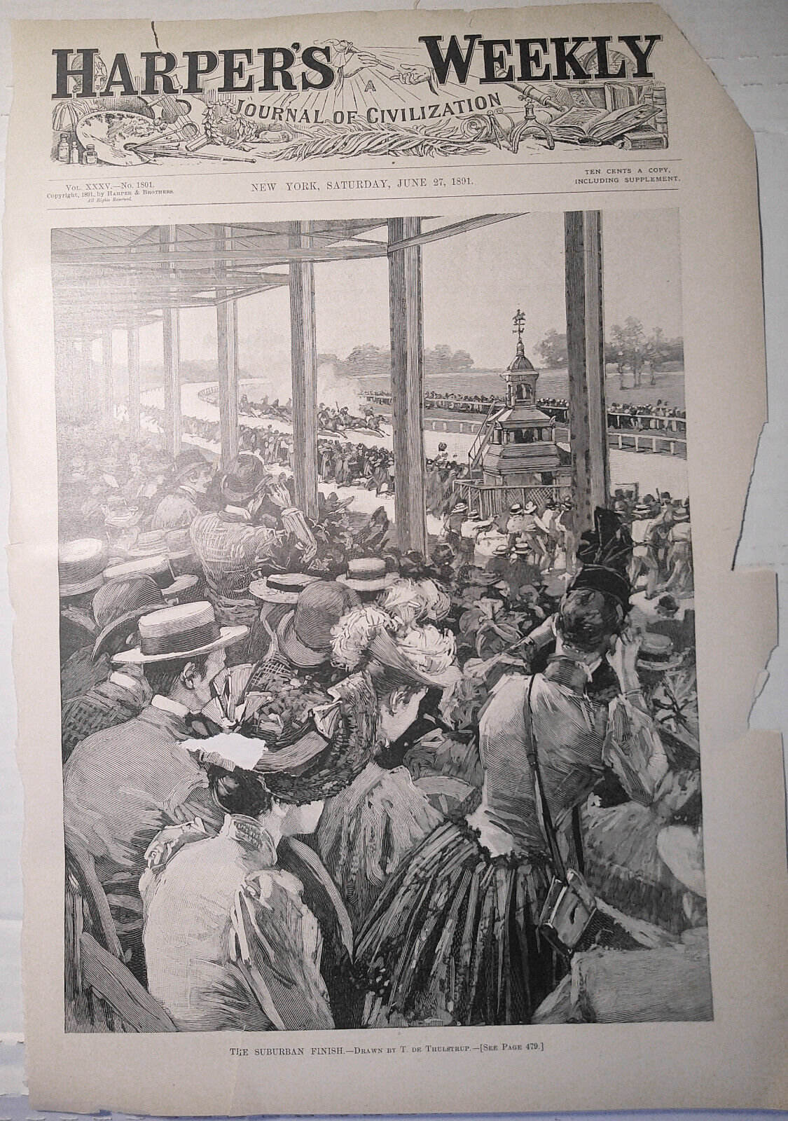[Horse racing]  The Suburban Finish, by T. de Thulstrup. Harper's Weekly, 1891