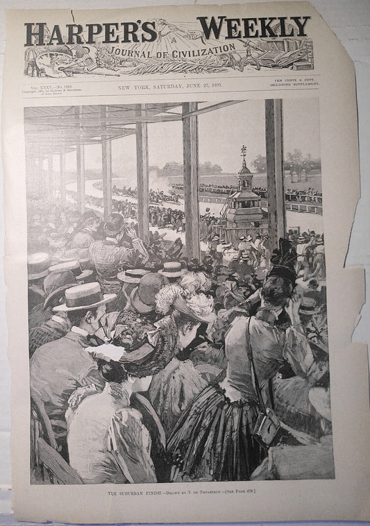 [Horse racing]  The Suburban Finish, by T. de Thulstrup. Harper's Weekly, 1891
