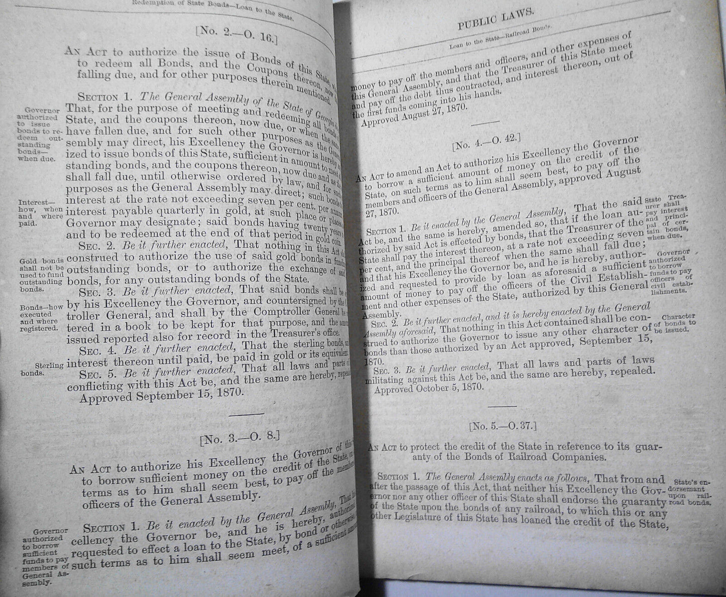 1870 Public laws passed by the General Assembly of the State of Georgia. 1st ed.